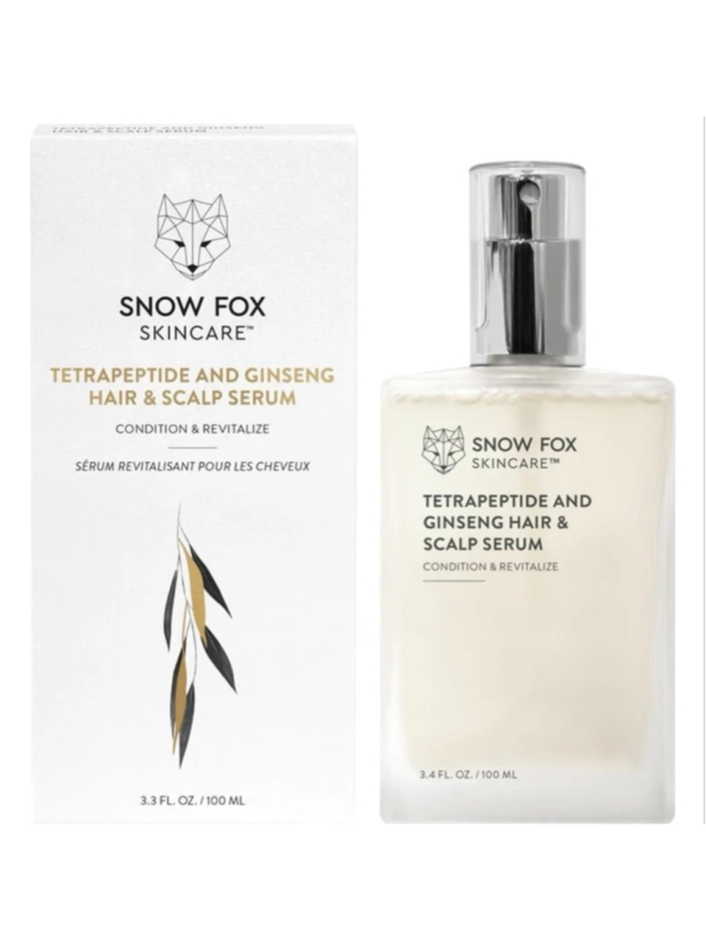 New Snow Fox Skincare Hair & Scalp Serum 3.4oz White Gold